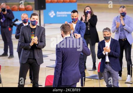 Presentation of Pau Gasol as a new FC Barcelona player at the Palau Blaugrana, on 25th March 2021, in Barcelona, Spain. -- (Photo by Urbanandsport/NurPhoto) Stock Photo