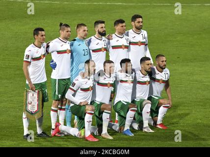 Bulgarian national team before the FIFA World Cup 2022 Qatar qualifying match between Bulgaria and Switzerland at Vasil Levski National Stadium on March 25, 2021 in Sofia, Bulgaria. (Photo by Georgi Paleykov/NurPhoto) Stock Photo