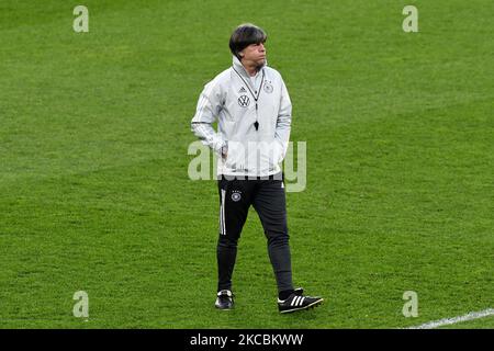 Joachim LÃ¶w, head coach of Germany during the official training of Germany's national soccer team before the World Cup qualifier in Romania, at National Arena Stadium, Bucharest 27 March 2021 (Photo by Flaviu Buboi/NurPhoto) Stock Photo