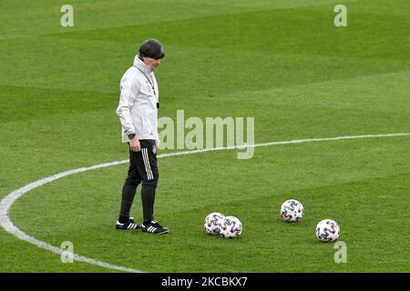 Joachim LÃ¶w, head coach of Germany during the official training of Germany's national soccer team before the World Cup qualifier in Romania, at National Arena Stadium, Bucharest 27 March 2021 (Photo by Flaviu Buboi/NurPhoto) Stock Photo