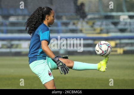 Selena Delia Babb of AC Milan in action before the Women Serie A match between FC Internazionale and AC Milan at Suning Youth Development Centre in memory of Giacinto Facchetti on March 28, 2021 in Milan, Italy. (Photo by Giuseppe Cottini/NurPhoto) Stock Photo