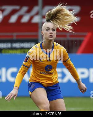 Alisha Lehmann of Everton Ladies (on Loan from West Ham United) during Barclays FA Women Super League match between Brighton and Hove Albion Women and Everton Women at The People's Pension Stadium on March 28 , 2021 in Crawley, England (Photo by Action Foto Sport/NurPhoto) Stock Photo