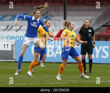 Ellie Brazil of Brighton and Hove Albion WFC during Barclays FA Women Super League match between Brighton and Hove Albion Women and Everton Women at The People's Pension Stadium on March 28 , 2021 in Crawley, England (Photo by Action Foto Sport/NurPhoto) Stock Photo
