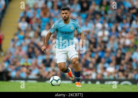 Sergio Aguero of Manchester City during the Premier League match between Manchester City and Newcastle United at the Etihad Stadium, Manchester on Saturday 1st September 2018. (Credit: Pat Scaasi | MI News & Sport Ltd) (C)MI News & Sport Ltd Tel: +44 7752 571576 e-mail: markf@mediaimage.co.uk Address: 1 Victoria Grove, Stockton on Tees, TS19 7EL (Photo by MI News/NurPhoto) Stock Photo