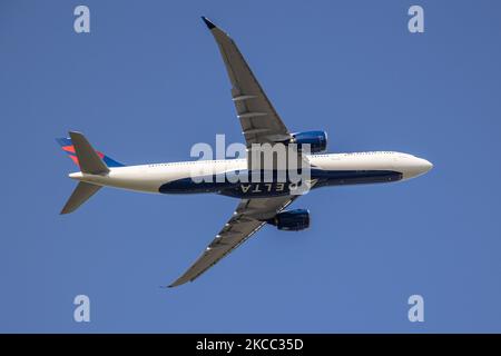 Delta Air Lines Airbus A330neo or A330-900 aircraft with neo engine option of the European plane manufacturer, as seen departing from Amsterdam Schiphol AMS EHAM International airport. The modern and advanced wide body airplane has the registration N407DX, is powered by 2xRR jet engines and was delivered to Delta Airlines in September 2020. Delta is a legacy US carrier with headquarters and a hub in Atlanta Georgia and connects America to the Dutch capital on a daily basis. Delta DL DAL is the second largest airline in the world and member of SkyTeam airline aviation alliance. The world aviati Stock Photo