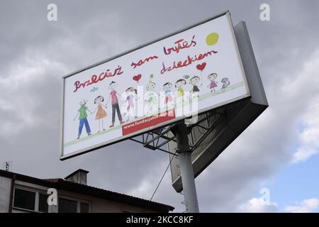 A billboard with an anti-abortion poster funded by the Kornice foundation is seen in Warsaw, Poland on April 5, 2021. (Photo by Jaap Arriens/NurPhoto) Stock Photo