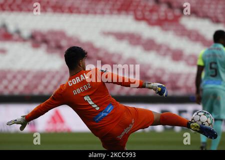 CS Maritimo Goalkeeper Amir Abedzadeh in action during the Liga Nos match  between CD Nacional and CS Maritimo at Estádio da Madeira on March 12, 2021  in Funchal, Madeira, Portugal. (Photo by