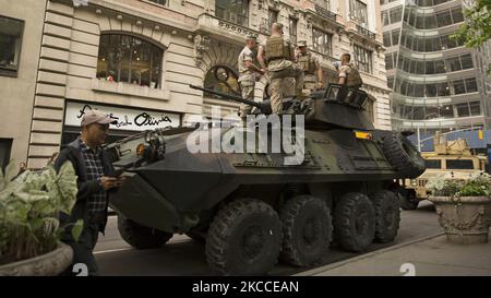 A light armored vehicle on display in the streets of New York City. Stock Photo