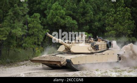 Marines driving an M1 Abrams tank. Stock Photo