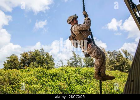 Navy Fast Ropes U.S. Marine fast-ropes from a U.S. Navy MH-60S Sea Hawk aboard USS ...