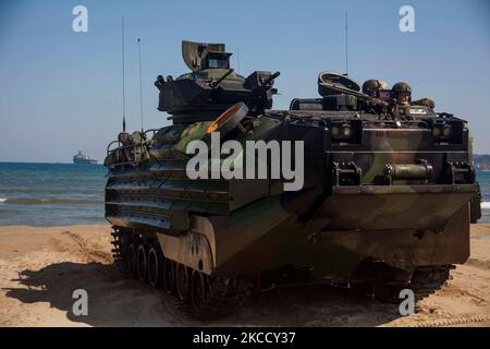 A U.S. Marine Corps AAV-P7/A1 Amphibious Assault Vehicle. Stock Photo