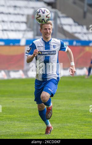 Dominik Ernst of 1. FC Magdeburg controls the ball during the 3. Liga match between 1. FC Magdeburg and FSV Zwickau at MDCC-Arena on April 17, 2021 in Magdeburg, Germany. (Photo by Peter Niedung/NurPhoto) Stock Photo