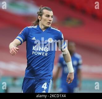 Leicester City's Caglar Soyuncu during Emirates FA Cup Semi-Final between Leicester City and Southampton at Wembley stadium, in London, United Kingdom, on 18th April 2021.(Photo by Action Foto Sport/NurPhoto) Stock Photo