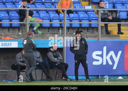 Port Vale manager Darrell Clarke during the Sky Bet League 2 match between Barrow and Port Vale at the Holker Street, Barrow-in-Furness on Tuesday 20th April 2021. (Photo by Mark Fletcher/MI News/NurPhoto) Stock Photo