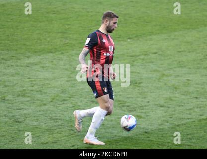 Steve Cook of AFC Bournemouth during The Sky Bet Championship between Millwall and AFC Bournemouth at The Den Stadium, London on 21st April, 2021 (Photo by Action Foto Sport/NurPhoto) Stock Photo