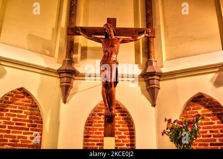 Interior of the Lutheran Church of the Holy Cross in Valparaiso, Chile. The Lutheran Church of the Holy Cross was built in 1897 and is the first Protestant church in South America with a bell tower. (Photo by Creative Touch Imaging Ltd./NurPhoto) Stock Photo