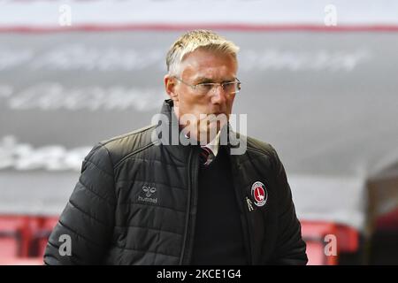 Charlton Athletic manager Nigel Adkins during the Sky Bet League 1 match between Charlton Athletic and Lincoln City at The Valley, London on Tuesday 4th May 2021. (Photo by Ivan Yordanov/MI News/NurPhoto) Stock Photo