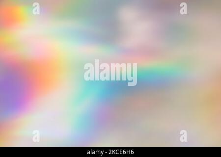 Abstract blurred prism effect, holographic light, rainbow background Stock Photo