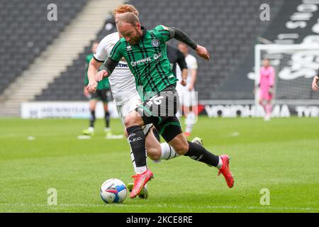 Rochdale's Matt Done during the first half of the Sky Bet League One match between MK Dons and Rochdale at Stadium MK, Milton Keynes, UK on 9th May 2021. (Photo by John Cripps/MI News/NurPhoto) Stock Photo
