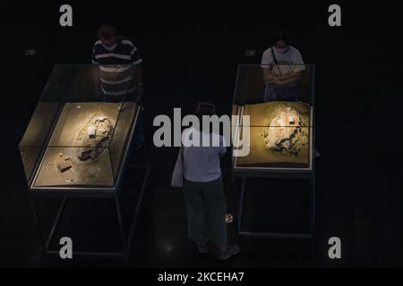 People visit the Acropolis Museum, as museums open following the easing of measures against the spread of the coronavirus disease (COVID-19), a day before the official opening of the tourism season, in Athens, Greece, May 14, 2021 (Photo by Dimitris Lampropoulos/NurPhoto) Stock Photo