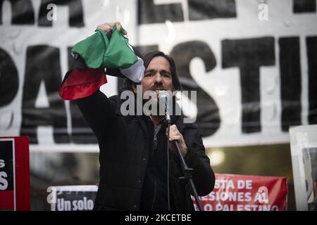 Nicolas del Cano attends a protest to express solidarity with the Palestinian people following a flare-up of Israeli-Palestinian violence, in Buenos Aires, Argentina on May 17, 2021. (Photo by Matias Baglietto/NurPhoto) Stock Photo