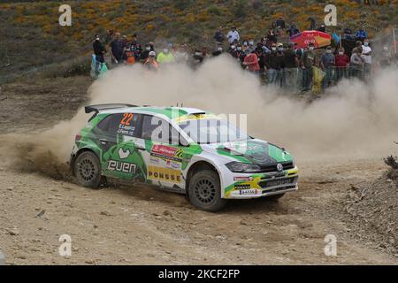 Esapekka LAPPI (FIN) and Janne FERM (FIN) in VOLKSWAGEN Polo Gti of MOVISPORT in action during the SS5 - Gois of the WRC Vodafone Rally Portugal 2021 in Matosinhos - Portugal, on May 21, 2021. (Photo by Paulo Oliveira / NurPhoto) Stock Photo