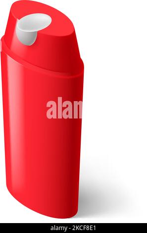 Single Red Isometric Bottle of Shampoo on White Stock Vector