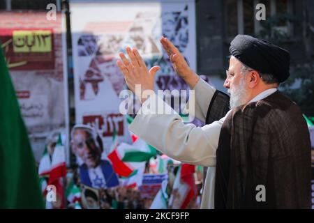 Tehran, Iran. 04th Nov, 2022. Iranian President Ebrahim Raisi speaks during a gathering out of the former U.S. embassy in Tehran, Iran on November 2022, to mark the anniversary of the seizure of the U.S. embassy in 1979. Photo by Iranian President press Office/UPI Credit: UPI/Alamy Live News Stock Photo