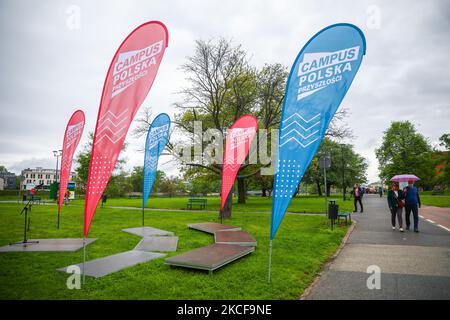 Campus Polska Przyszlosci meeting and conference was organized by the Wawel Castle in Krakow, Poland on 16 May, 2021. The week-long even called Campus Polska Przyszlosci, organized by Rafal Trzaskowski’s opposition movement Wspolna Polska, will take place at the turn of August and September in Kortow, the campus of the University of Warmia and Mazury in Olsztyn. Thousand of young people will take part in workshops, debates, concerts, theater performances and sports activities. (Photo by Beata Zawrzel/NurPhoto) Stock Photo