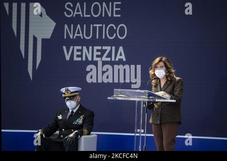 President of the Senate of the Republic Maria Elisabetta Alberti Casellati attends inauguration ceremony of ''Salone Nautico di Venezia'' in Venice, Italy, on May 29, 2021. (Photo by Marco Serena/NurPhoto) Stock Photo