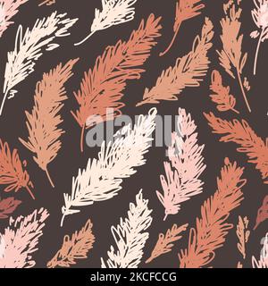 Pampas grass seamless pattern. Trendy vector design for wedding, postcards, textile, wallpaper, fabric, wrapping paper Stock Vector