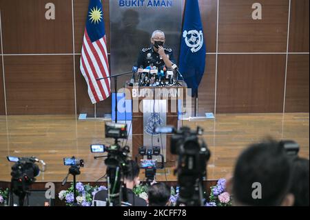 Inspector-General of Police Malaysia Acryl Sani Abdullah Sani speaks during a press conference on Malaysia's third lockdown after spike of Coronavirus Covid-19 cases in Kuala Lumpur, Malaysia, on May 31, 2021. (Photo by Zahim Mohd/NurPhoto) Stock Photo