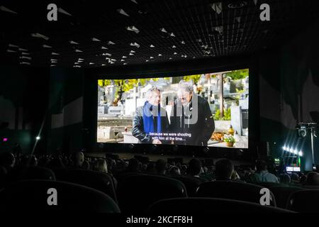 Polanski, Horowitz. Hometown documentry world premiere is screened in Kijow Cinema during the 61st Krakow Film Festival in Krakow, Poland on 30 May, 2021. The documentary, directed by Mateusz Kudla and Anna Kokoszka-Romer, follows director Roman Polanski as he roams the city of Krakow with his lifelong friend and fellow Holocaust survivor, photographer Ryszard Horowitz, whom he met inside the wartime Jewish ghetto. Horowitz, who was among those helped by German industrialist Oskar Schindler was among the youngest known people to survive Auschwitz concentration camp. (Photo by Beata Zawrzel/Nur Stock Photo