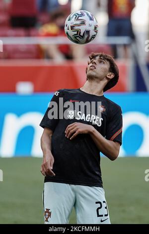 Joao Felix (Atletico Madrid) of Portugal during the warm-up before the international friendly match between Spain and Portugal at Estadio Wanda Metropolitano on June 4, 2021 in Madrid, Spain. (Photo by Jose Breton/Pics Action/NurPhoto) Stock Photo