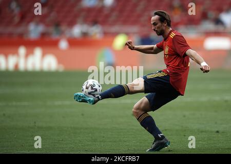 Fabian Ruiz (SSC Napoli) of Spain does passed during the international friendly match between Spain and Portugal at Estadio Wanda Metropolitano on June 4, 2021 in Madrid, Spain. (Photo by Jose Breton/Pics Action/NurPhoto) Stock Photo