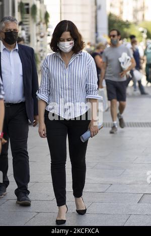 Acting president of the Community of Madrid, Isabel Diaz Ayuso, walks through the Puerta del Sol on June 10, 2021, Madrid, Spain. (Photo by Oscar Gonzalez/NurPhoto) Stock Photo