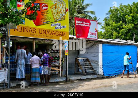 Shops along Kurikadduwan harbour in the Jaffna region of Sri Lanka. (Photo by Creative Touch Imaging Ltd./NurPhoto) Stock Photo