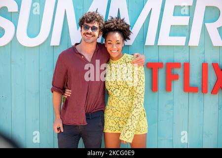 Giovanni Anzaldo and Coco Rebecca Edogamhe attend the photocall of the  Netflix tv series Summertime on June 12, 2021 in Milan, Italy. (Photo by  Alessandro Bremec/NurPhoto Stock Photo - Alamy