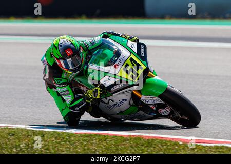 Fermin Aldeguer from Spain, rider of Boscoscuro Talent Team-Ciatti with Boscoscuro during the Moto 2 race of FIM CEV Repsol Barcelona in Circuit Barcelona-Catalunya. (Photo by DAX Images/NurPhoto) Stock Photo