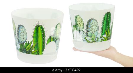 Empty flower pot made of plastic. Isolated from the background Stock Photo