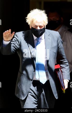 British Prime Minister Boris Johnson leaving 10 Downing Street for Prime Miniister Questions in the House of Commons, London, UK on 16th June 2021. (Photo by Lucy North/MI News/NurPhoto) Stock Photo