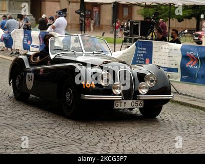 JAGUAR/XK 120 OTS ROADSTER 1950 during the first stage of 1000 Miglia 2021, in Busseto (PR), Italy on June 16, 2021. (Photo by Loris Roselli/NurPhoto) Stock Photo