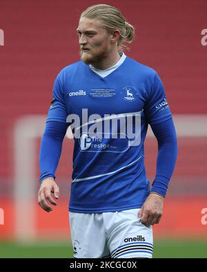 Luke Armstrong of Hartlepool United during the Vanarama National League Play Off Final between Hartlepool United and Torquay United at Ashton Gate, Bristol, UK on 20th June 2021. (Photo by Mark Fletcher/MI News/NurPhoto) Stock Photo