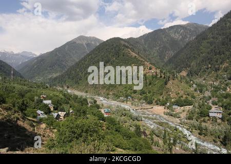 Scenic view of naranag valley during hot summer day in Naranag about 55 Kilometres from Srinagar, Indian Administered Kashmir on 22 June2021. (Photo by Muzamil Mattoo/NurPhoto) Stock Photo