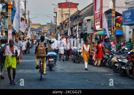 Crowded street in the Chalai Market in the city of Thiruvananthapuram (Trivandrum), Kerala, India. (Photo by Creative Touch Imaging Ltd./NurPhoto) Stock Photo