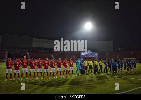 Ahly players line-up prior the match between Al-Ahly and Pyramids in