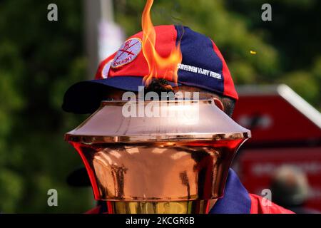 Swarnim Vijay Varsh Victory Flame, Marking India's Victory Over Pakistan In 1971 Reaches Nasirabad Cantonment, Near Ajmer, Rajasthan, India on 2 July 2021. The Military Station at Nasirabad Received the Victory Flame With Full Military Honours. (Photo by Himanshu Sharma/NurPhoto) Stock Photo