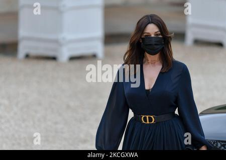 Italian actress Monica Bellucci arrives for state diner with Italian President Sergio Mattarella and his daughter Laura Mattarella and French President Emmanuel Macron and his wife Brigitte Macron at the Elysee Palace in Paris, on July 5, 2021 (Photo by Daniel Pier/NurPhoto) Stock Photo