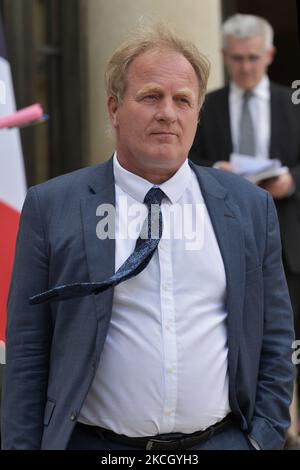 French CFE-CGC labour union's president Francois Hommeril leaves after a meeting with unions and French President Macron at the Elysee Palace in Paris on July 6, 2021 (Photo by Daniel Pier/NurPhoto) Stock Photo