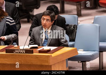 Japanese Ambassador Ishikane Kimihiro attends Security Council meeting on Non-proliferation/DPRK at UN Headquarters on November 4, 2022 Stock Photo